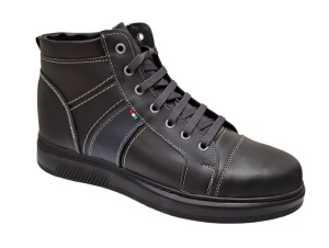 Ghete barbati din piele naturala imblanite Negru GKR40N