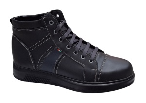 Ghete barbati din piele naturala imblanite Negru GKR40N - Img 5