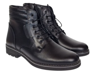 Ghete casual barbati din piele naturala imblanite Tomy Negru GKR26N - Img 3