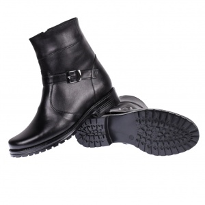 Ghete dama, casual, din piele naturala, cu fermoar, negre, imblanite - 9CATN - Img 4