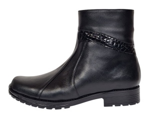 Ghete dama casual din piele naturala cu fermoar negre imblanite B5N - Img 5