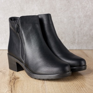 Ghete dama din piele eco cu fermoar imblanite Negru JF-51N - Img 9