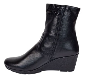 Ghete dama din piele naturala cu fermoar imblanite Negre MVS31N - Img 4