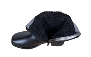 Ghete dama din piele naturala cu fermoar - Model negru imblanit 709N - Img 3