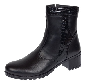Ghete dama din piele naturala de culoare neagra imblanite Ada MVS83CRN - Img 4
