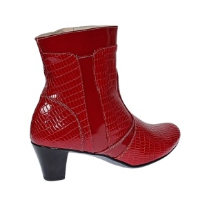 Ghete dama elegante din piele naturala cu fermoar, ghete rosii lacuite MVS65RED - Img 7