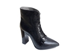 Ghete dama elegante negre din piele naturala croco si box - NA0123 - Img 2