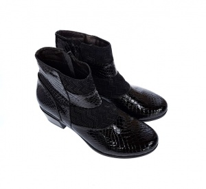 Ghetute dama din piele naturala Croco, cu fermoar, Toc de 5 cm, NEGRU - MVS63CRA - Img 7