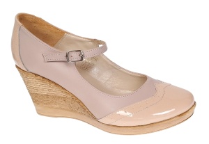 Marimea 36, 37 Pantofi dama din piele naturala bej cu varf lacuit LP104BEJBEJ - Img 2