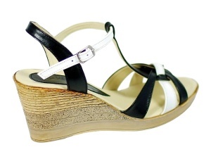Marimea 39 Sandale dama din piele naturala - Model Negru cu alb LS51NA - Img 5