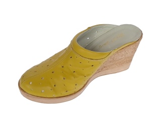 Oferta marimea 38 Saboti de vara, galbeni, din piele naturala cu perforatii L2TEAGALBEN - Img 3