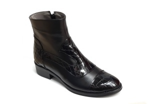 OFERTA marimea 39 - Ghete dama elegante negre din piele naturala croco si box - LNA322CRNP - Img 2