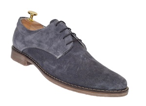 Oferta marimea 40 -Pantofi barbati casual din piele naturala intoarsa gri, LPAGRIVEL2