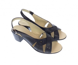 OFERTA marimea 40 -Sandale dama de vara cu toc de 5 cm, din piele naturala, neagra, LS25NBOX - Img 2