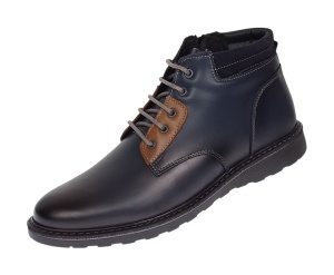 Oferta Marimea 41 Ghete piele naturala barbati imblanite cu siret si fermoar Corsa Blue LGKR3XBL - Img 2