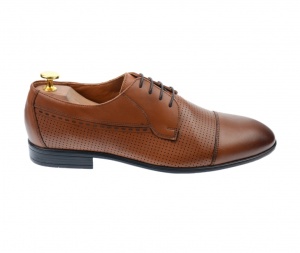 OFERTA MARIMEA 41 -Pantofi barbati office, eleganti, cu siret, din piele naturala, maro coniac, L709CON - Img 2