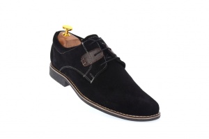 Oferta marimea 41 - Pantofi casual din piele naturala intoarsa de culoare neagra - LPANM