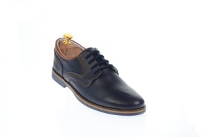 Oferta marimea 42pantofi barbati casual din piele naturala, culoare bleumarin cu maro - LPBDANYBLM