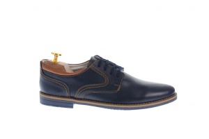 Oferta marimea 42pantofi barbati casual din piele naturala, culoare bleumarin cu maro - LPBDANYBLM - Img 3