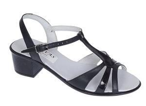 Oferta marmea 36 Sandale dama din piele naturala cu toc de 5cm, Negru, LS8NLAC - Img 2