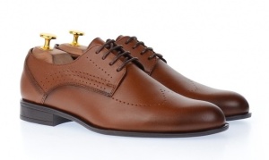 Oferta Pantofi barbati eleganti din piele naturala pe calapod lat, Maro SIR011M - Img 2