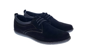 Pantofi barbati casual din piele naturala antilopa - Model Negru 338 VELN - Img 9