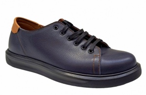 Pantofi barbati casual din piele naturala bleumarin 408SBL