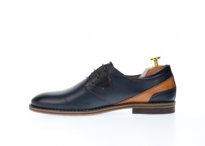 Pantofi barbati casual din piele naturala, bleumarin si maro - SIR140MBL - Img 4