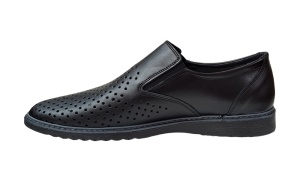 Pantofi barbati casual din piele naturala cu perforatii Negru GKR507N - Img 3
