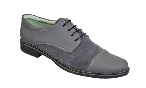 Pantofi barbati casual din piele naturala, culoare Gri - 858GG - Img 2