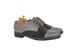 Pantofi barbati casual din piele naturala, culoare gri, PAGG - Img 2