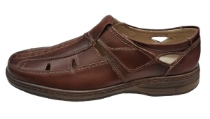 Pantofi barbati casual din piele naturala, decupati, cu scai, calapod lat - GKR24M - Img 2