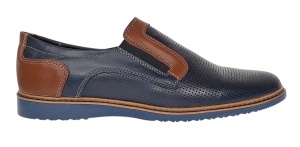 Pantofi barbati casual din piele naturala - Model bleumarin cu maro - GKR332EBL - Img 4