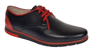 Pantofi barbati casual din piele naturala Negru si Rosu Marimea 40