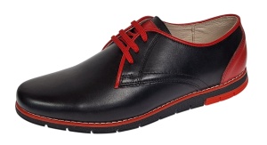 Pantofi barbati casual din piele naturala Negru si Rosu Marimea 40 - Img 2