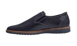 Pantofi barbati casual perforati din piele naturala Bleumarin - GKR506BL - Img 3
