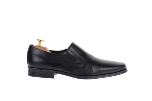 Pantofi barbati cu elastic, eleganti din piele naturala neagra - NIC02ELN - Img 3