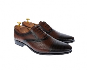 Pantofi barbati eleganti, cu siret, din piele naturala maro - CRISMARO - Img 1