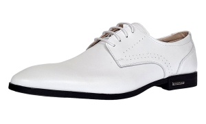 Pantofi barbati eleganti din piele naturala Alb Box GKR101A - Img 5