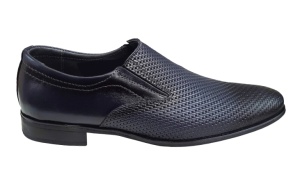 Pantofi barbati eleganti, din piele naturala, Bleumarin, cu elastic 891BLM - Img 2