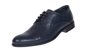 Pantofi barbati eleganti din piele naturala bleumarin inchis - 8305BLUE - Img 5
