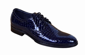 Pantofi barbati eleganti din piele naturala, Croco, bleumarin inchis, LAC, TESTCROCOBL