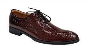Pantofi barbati eleganti din piele naturala Croco Maro LAC