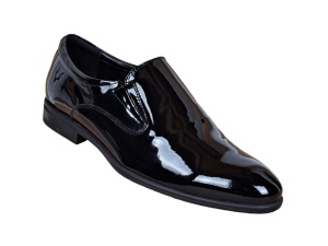 Pantofi barbati, eleganti, din piele naturala, fara siret, Negru LAC SIR073NEL
