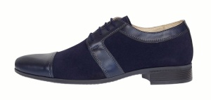 Pantofi barbati eleganti din piele naturala intoarsa cu piele box Bleumarin 1006BLM - Img 4