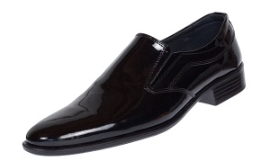 Pantofi barbati eleganti din piele naturala Negru Lac - Model fara siret Mateo - Img 3