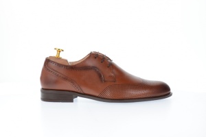 Pantofi barbati oxford, eleganti din piele naturala cu perforatii - SIR020GMARO - Img 4
