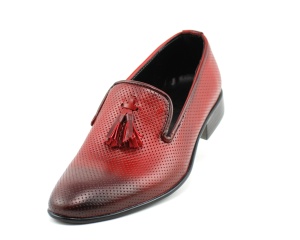 Pantofi barbati, piele naturala, rosu - 036RED - Img 3
