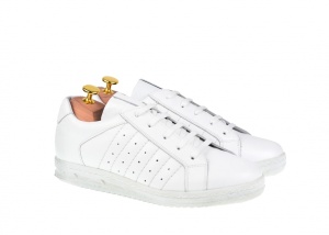 Pantofi barbati Sport - Casual din piele naturala cu siret Alb 348ALB