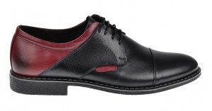 Pantofi casual barbati din piele naturala - Model Negru Visiniu 156NVIS - Img 6